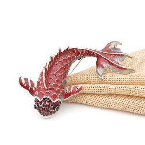 BIG RED FISH ENAMEL BROOCH / PIN